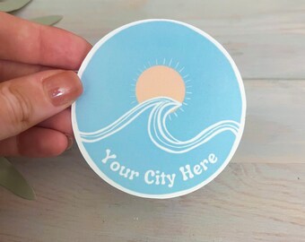 Custom Beach Sticker Decal | Waterproof Vinyl Sticker || die-cut ocean stickers surf sticker summer coastal sticker beach aesthetic sticker