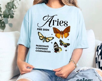 Aries Shirt Zodiac Moth Shirt Teenage Girl Gifts Butterfly Shirt Aries Gift Dark Academia Mystical Shirt March Birthday April Birthday