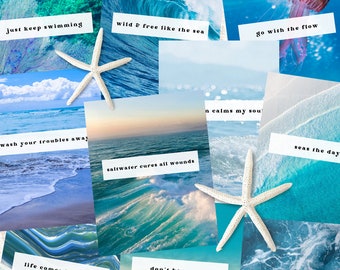 Cartes océan affirmation - Beach Girl esthétique - affirmations côtières - plage citations imprimables à télécharger