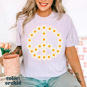 Daisy Peace Sign Shirt Boho Daisy Shirt Aesthetic Shirt Cottage Core shirt Comfort Colors Wildflower Shirt Dandelion Shirt Preppy Stuff image 4