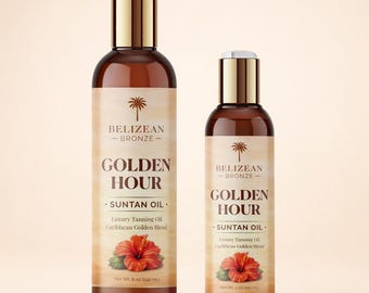 Golden Hour Luxury Suntan Oil by Belizean Bronze | Caribbean Tanning Oil for Soft Radiant Glow | Lightweight Body Oil | 4 oz or 8 oz