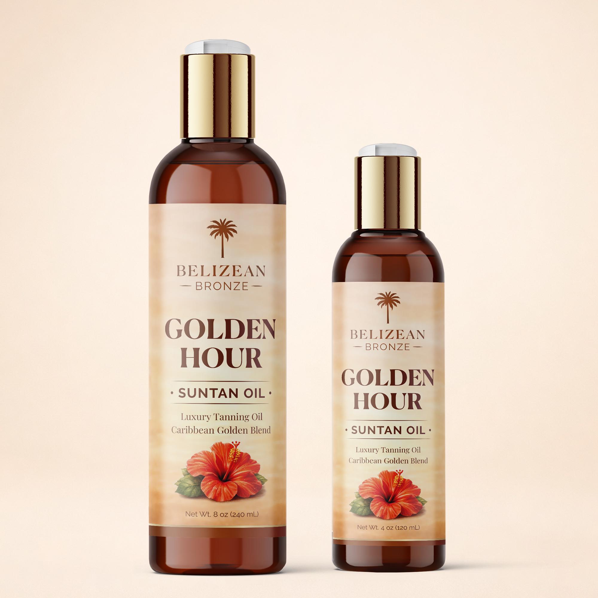 Golden Hour Luxury Suntan Oil by Belizean Bronze Caribbean Tanning Oil for Soft Radiant Glow Lightweight Body Oil 4 oz or 8 oz