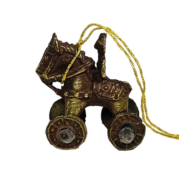 Cast Metal Trojan Horse Rider Ancient Relic Style Hanging Ornament Figurine