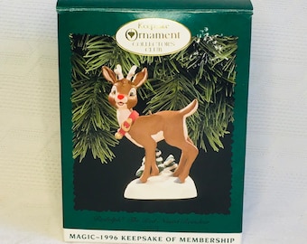 Rufus Reindeer LED Light Up Ceramic Christmas Tree Ornament