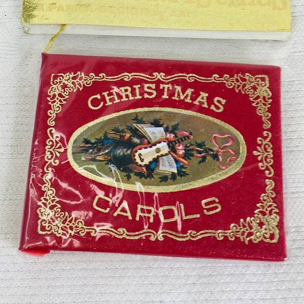 Vintage NIB Christmas Carols Mini Book Ornament "Magic Of Christmas" Red Book-By AAI A Parma Design-Taiwan-H8