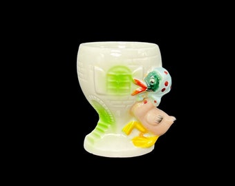 Vintage Mother Duck In Head Scarf Bandana Castle Egg Cup