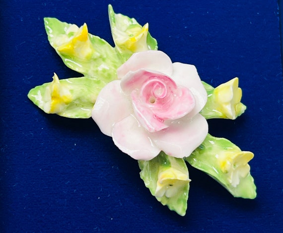 Dorothy Ann  Bone China Cabbage Rose Floral Brooc… - image 3