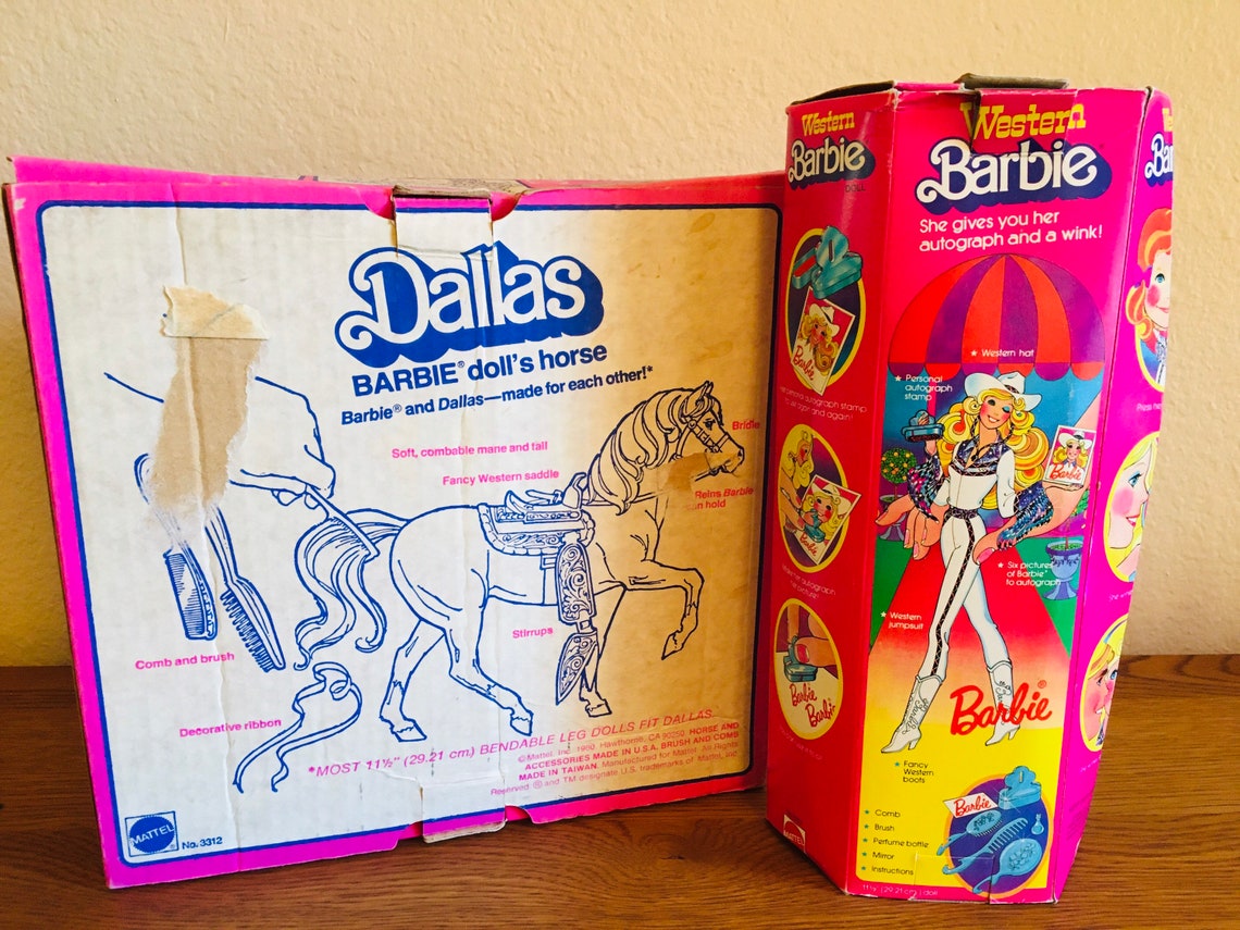 1980 Western Barbie & Dallas Barbie Horse-With Original Boxes | Etsy