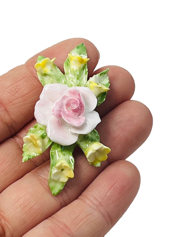 Dorothy Ann  Bone China Cabbage Rose Floral Brooc… - image 6