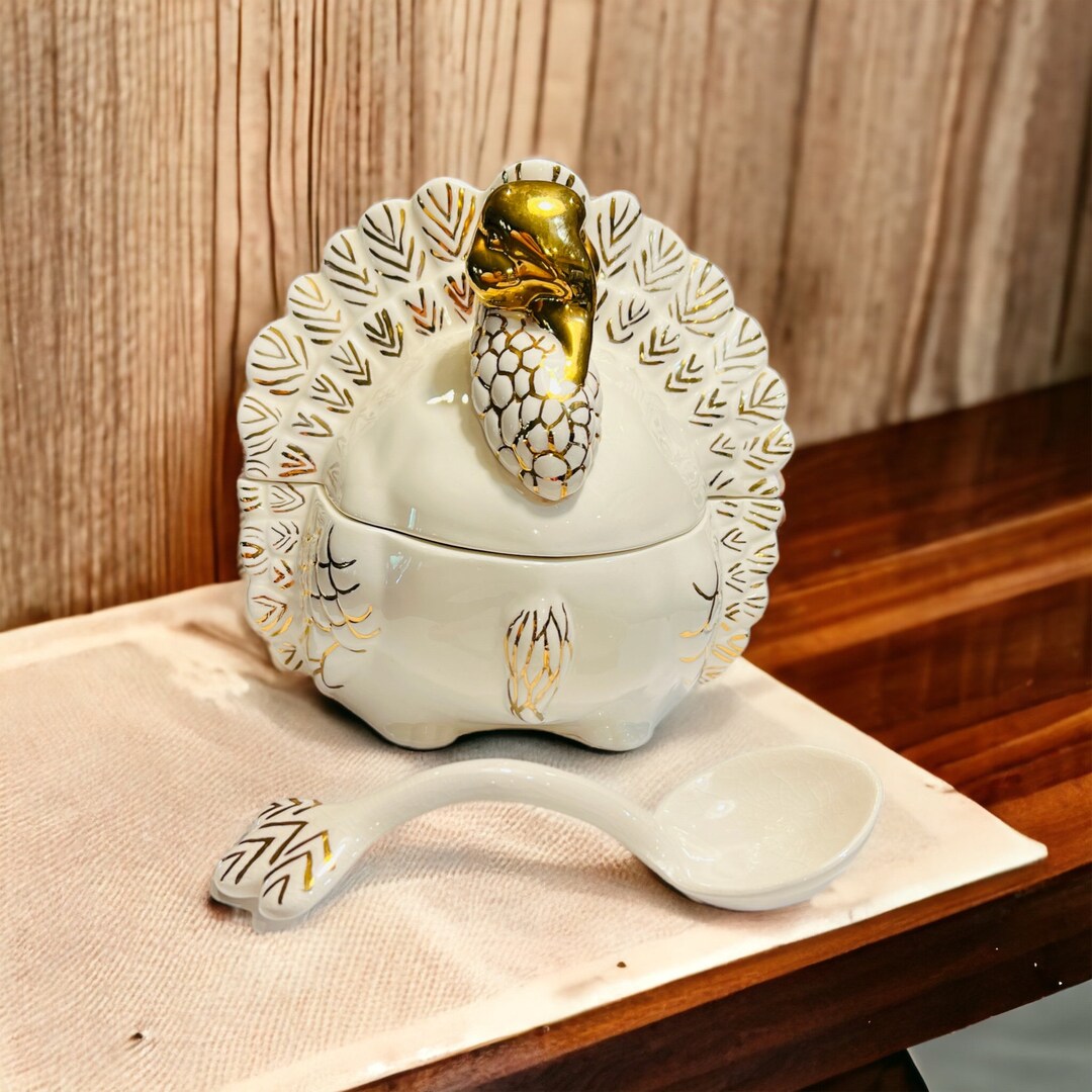 Vintage Thanksgiving Turkey Gravy Boat & Ladle Etsy