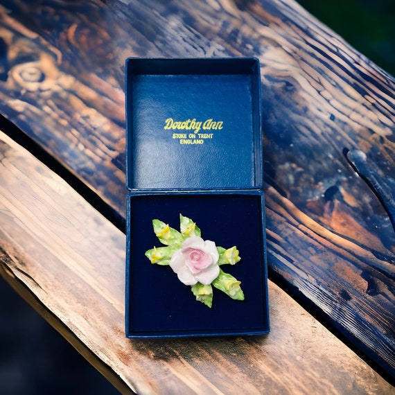 Dorothy Ann  Bone China Cabbage Rose Floral Brooc… - image 2