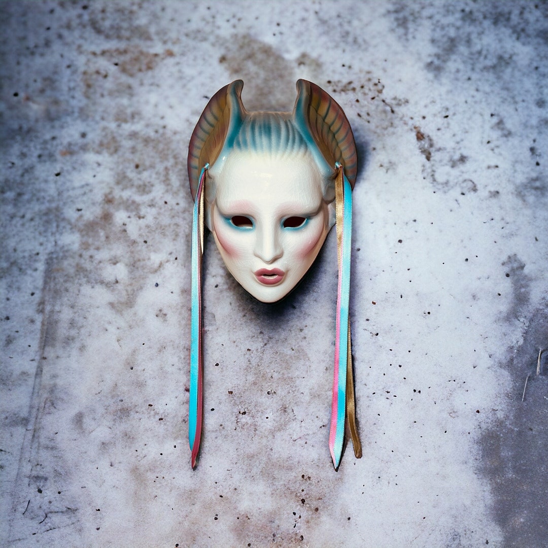 About Face Clay Art Lady Pegasus Ceramic Mask Wall Hanging Etsy