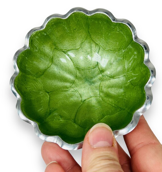 Julia Knight Peony Trinket Dish Pair 4" Kiwi Green - image 7