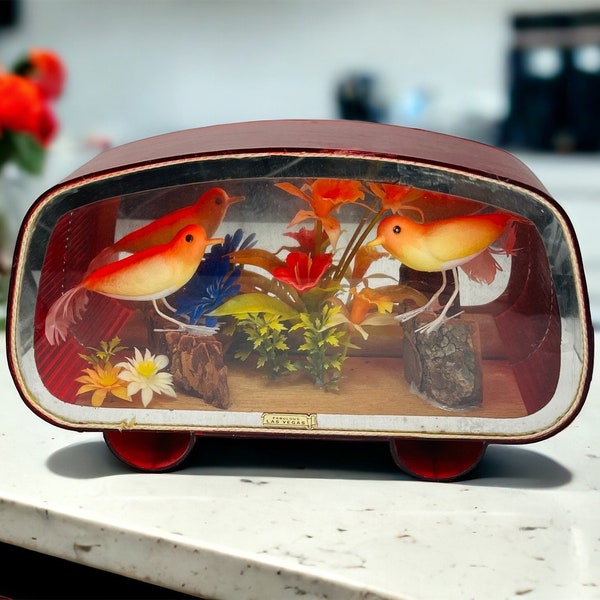 MCM Translucent Red Glow Bird Shadow Box Mirror Las Vegas Souvenir