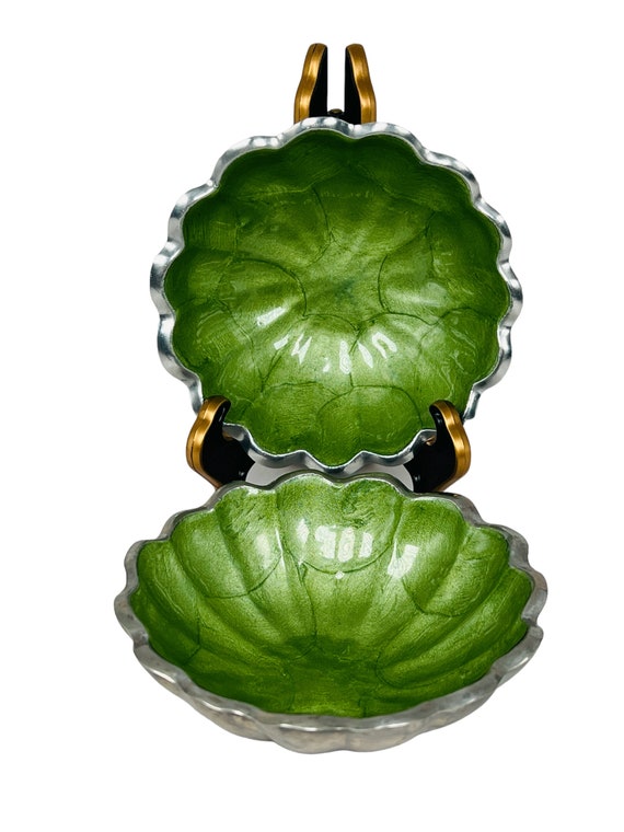 Julia Knight Peony Trinket Dish Pair 4" Kiwi Green - image 3
