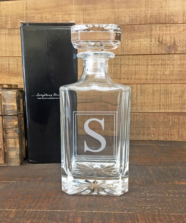 Housewarming Gift Custom Engraved Glass Whiskey Decanter Etsy