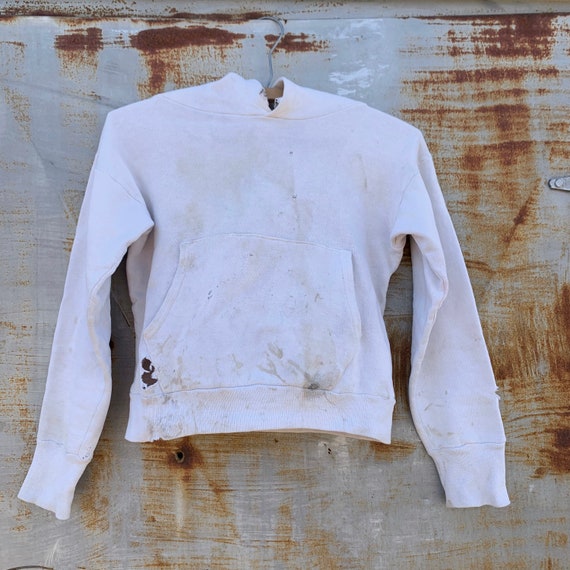 Vintage 1950’s Distressed White Hooded Sweatshirt