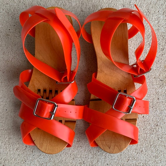 Vintage 1940s 50s Flexiclog Wooden Sandals Women’s