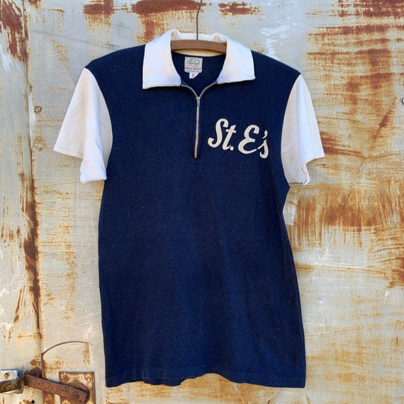 Vintage 1950’s Flocked Quarter Zip Short Sleeve Co