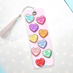 Romance tropes bookmarks, cute smut bookmarks, candy hearts reader gifts, enemies to lovers fanfiction page marker, book journal decor for