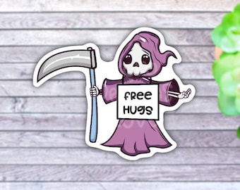Pegatina de abrazos gratis, pegatina de la parca para botella de agua, regalo de cumpleaños para la mejor amiga, regalo de Halloween para amantes de las mujeres, superventas 2022