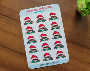 Black Santa Stickers for Envelope, holiday party invite stickers, cute party favor stickers, Christmas gift for coworkers, best seller