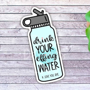 drink your effing water drink your water sticker for water bottle, hydrate sticker for water tracking bottle, personal trainer gift, fitness