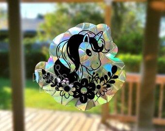 unicorn suncatcher sticker for windows, unicorn decor for girls room, prism sticker, unicorn gifts for little girls, unicorn nursery decor