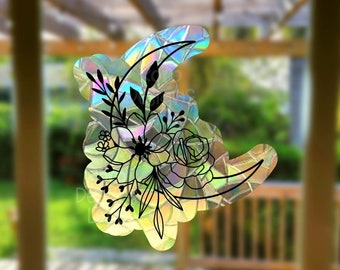 Boho Moon Window Decor, Suncatcher Sticker For Windows, floral rainbow maker window decal, best friend birthday gifts for her, best seller