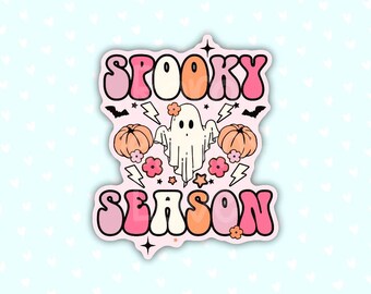 Spooky Season Stickers for water bottle, vintage pastel decor, sister birthday gift from best friend, whimsigothic stickers, cute ghost