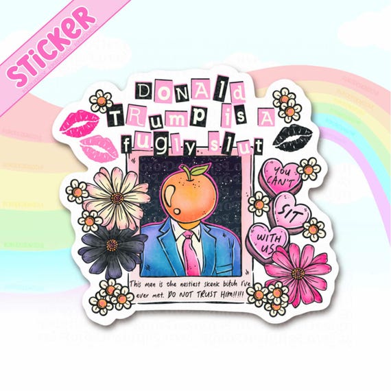 Trump burn book sticker, funny mean girl fandom decor for water bottle, liberal gifts for her, millenial gifts for sister, 8647 POTUS decal