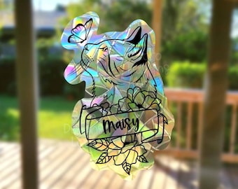 cat memorial gift, personalized paw print suncatcher sticker for windows, sympathy gift loss of cat rainbow maker window decal, cat mom gift