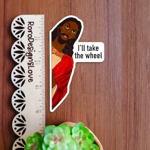 Jesus Take The Wheel Sticker, Black Jesus stickers for laptop, funny stickers for adults, Bible study stickers, Christian gifts for her,