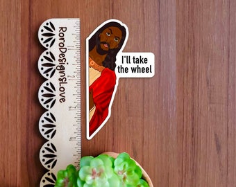 Jesus Take The Wheel Sticker, Black Jesus stickers for laptop, funny stickers for adults, Bible study stickers, Christian gifts for her,