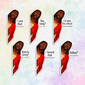 Black Jesus I Saw That Sticker, Jesus Funny decal for laptop, funny Christian gift for friend, Jesus sticker for water bottle, secret Santa