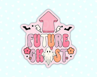 Future Ghost Stickers for water bottle, cute vintage goth pastel kawaii decal, sister birthday gift from best friend, whimsigothic stickers