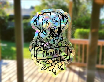 personalized labrador retriever suncatcher window cling, lab gifts for daughter, dog memorial gift for men, dog lover gift for women