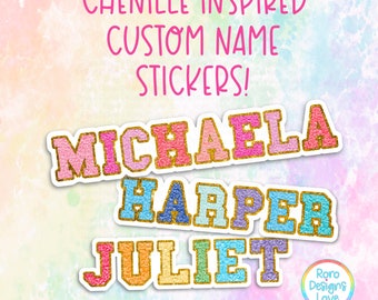 personalized varsity letter name stickers for kindle, faux chenille letters initial stickers for water bottle, stocking stuffers for teenage