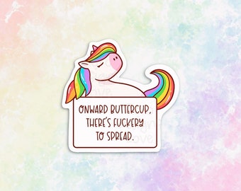 buckle up buttercup sassy unicorn sticker for water bottle, sarcastic gifts for her, snarky stickers for laptop, unicorn gifts for women