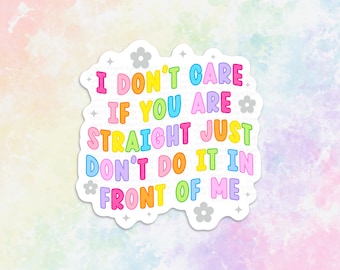 i don't care if you're straight don't do it in front of me funny LGBTQ sticker for Kindle, Pride stickers for water bottle, LGBTQIA coming