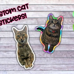 Custom pet portrait from photo cute cat stickers for phone, Mothers Day gift from cat memorial gift, personalized laptop stickers, kitten