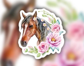 Pegatina de caballo para botella de agua, pegatina estética floral para portátil, bonito paquete de pegatinas para portátil, cestas de Pascua, regalo de cumpleaños para mejor amigo