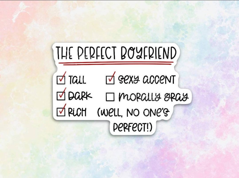 tall dark fictional boyfriend smutty stickers for kindle case stickers for laptop, romance reader gift, book gifts for women, fanfiction Morally gray