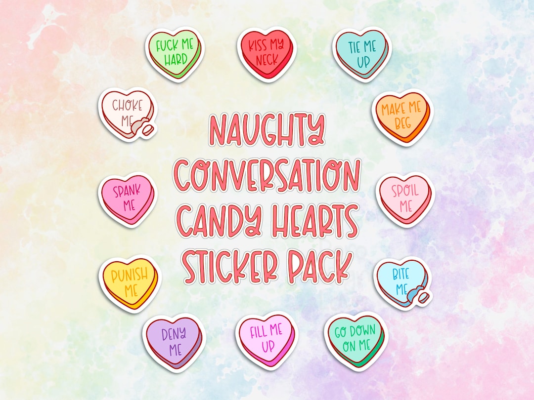 Candy Heart Stickers Set, Naughty Sticker Pack, Tie Me up Smut Sticker