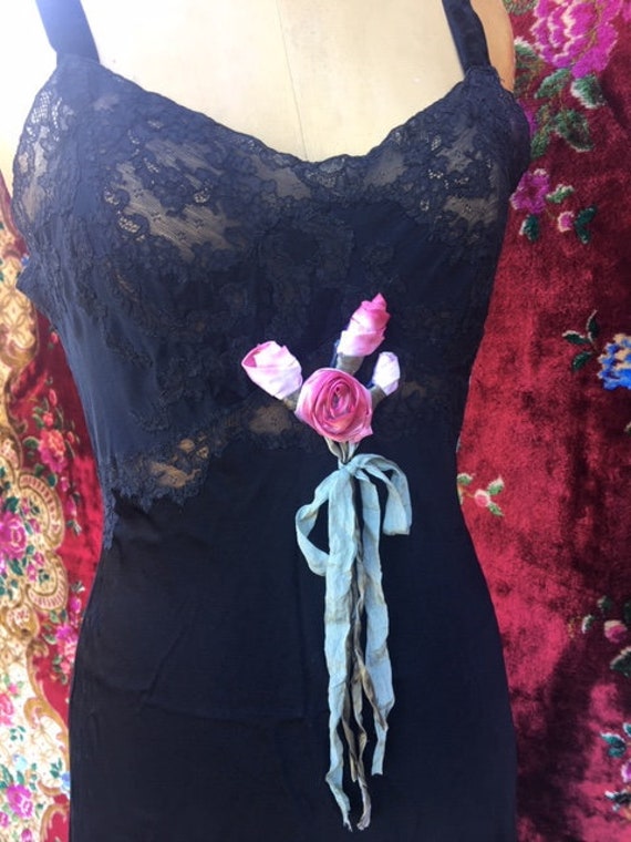 Black Silk and Lace Slip Dress