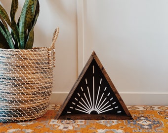 Triangle Ray Wood Sign
