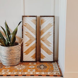 Natural//White Carved Wood Panel set