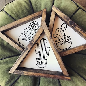 Trío de Cactus - Letreros de Madera