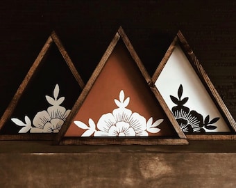 Flower Triangle Wood Sign