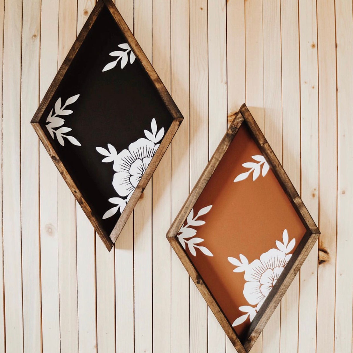 Flower Diamond Wood Sign - Etsy